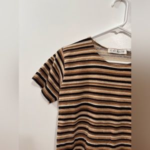 Medium Chaus petite tee shirt shades of brown stripes petite sizing versatile